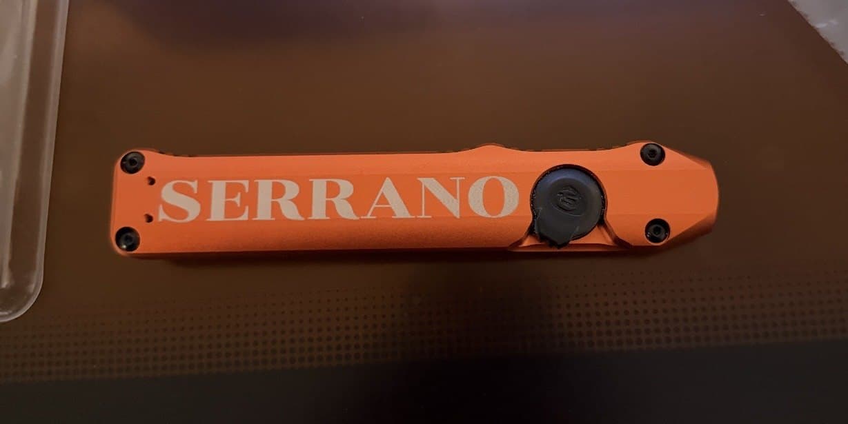 Orange Knife Engraving